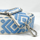 Per Metre Print Webbing: For Bag Straps- (Ecru/Azzurro) 38mm / 40mm