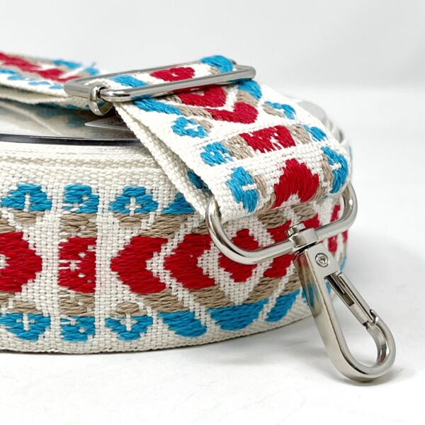 Per Metre Print Webbing: For Bag Straps- (Ecru/Red/Natural/Turquoise) 38mm / 40mm