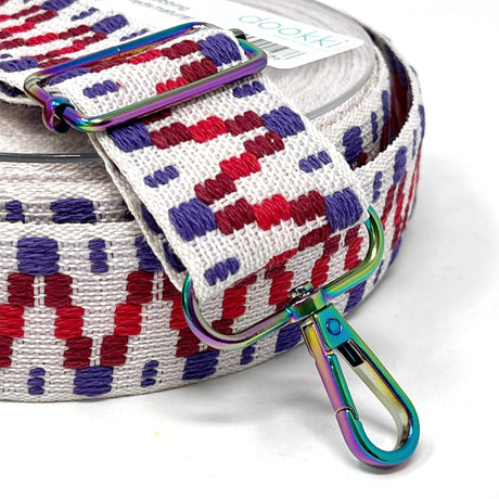 Per Metre Print Webbing: For Bag Straps- (Natural/Purple/Bordeaux/Red) 38mm / 40mm