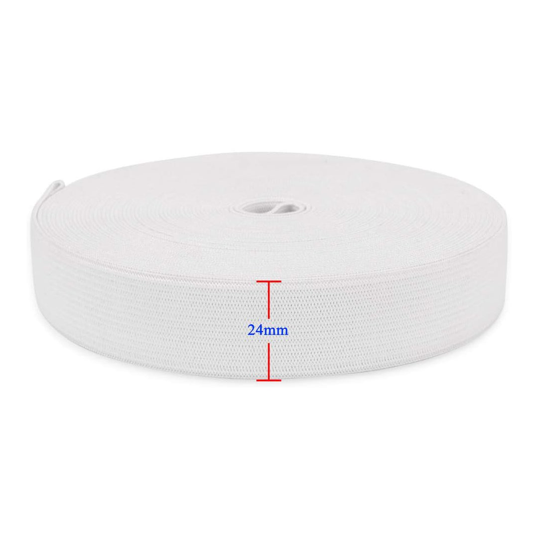 24mm Premium Elastic- Full 30 Metre Roll (White) - Pound A Metre