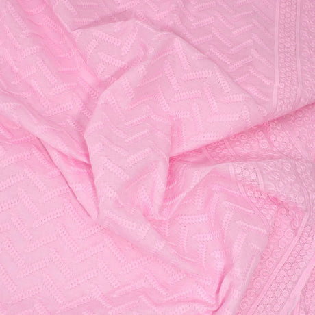 3 Metre Broderie Anglaise Floral Cotton - 45" Wide (Baby Pink) - Pound A Metre