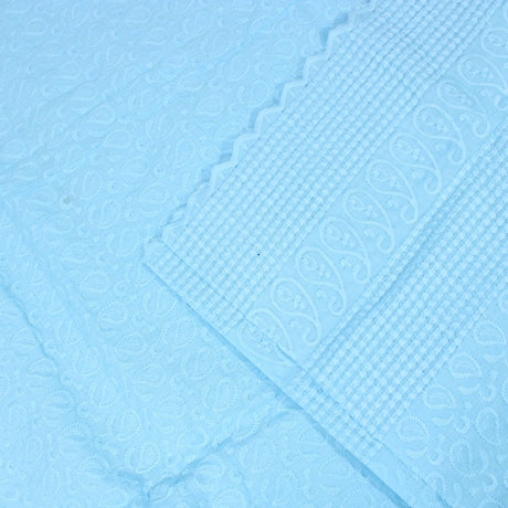 3 Metre Broderie Anglaise Floral Cotton - 45" Wide Light Blue - Pound A Metre