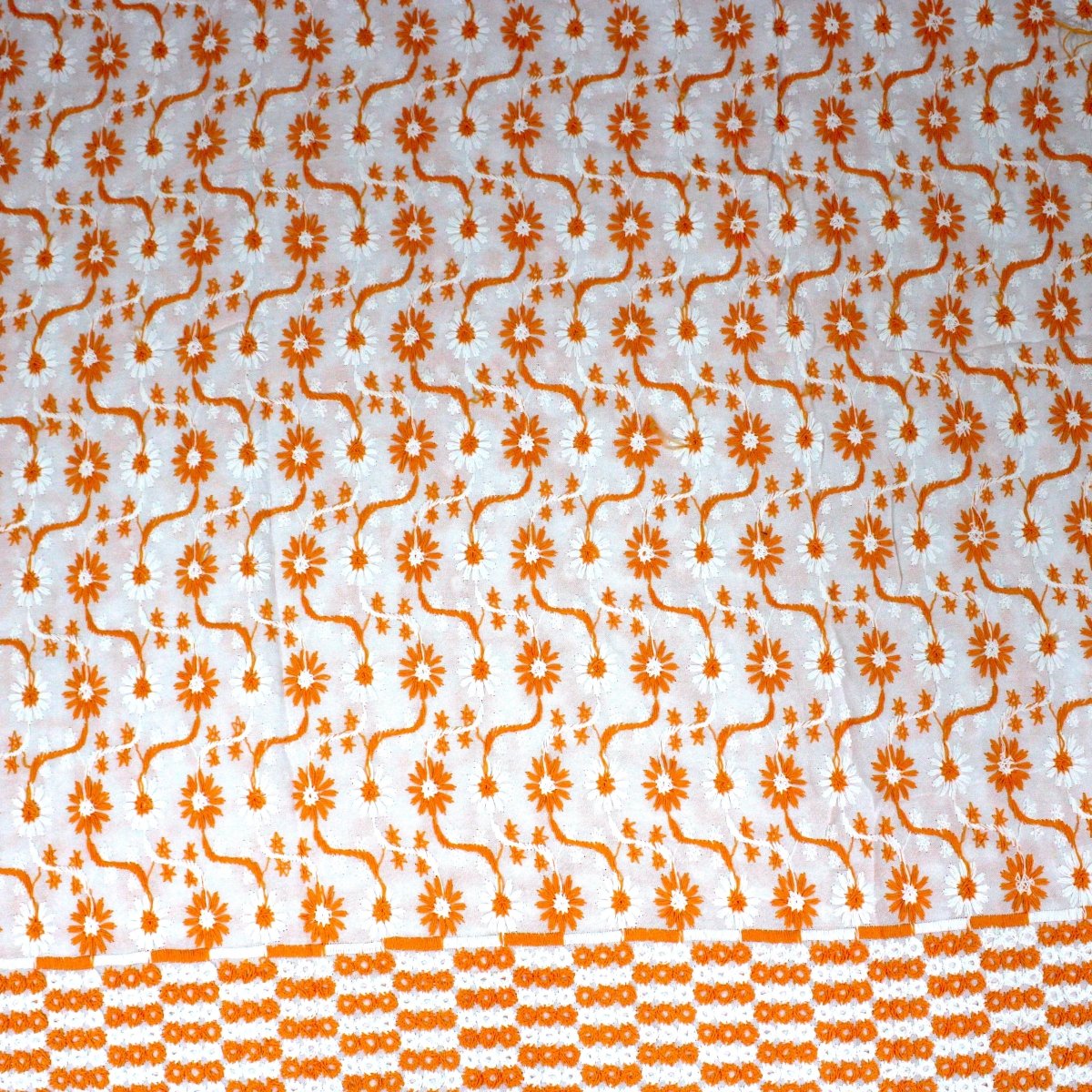 3 Metre Broderie Anglaise Floral Cotton - 45" Wide (Orange & White) - Pound A Metre