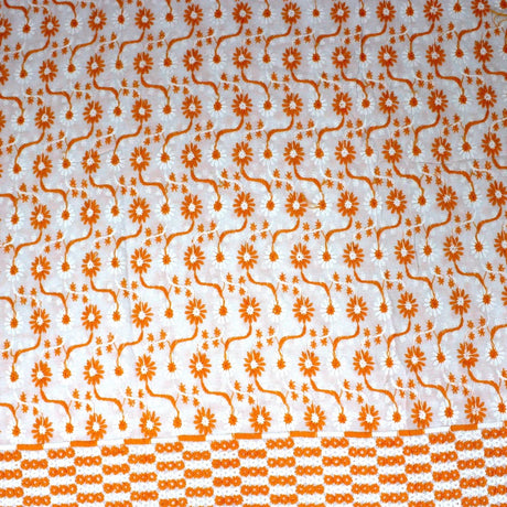 3 Metre Broderie Anglaise Floral Cotton - 45" Wide (Orange & White) - Pound A Metre