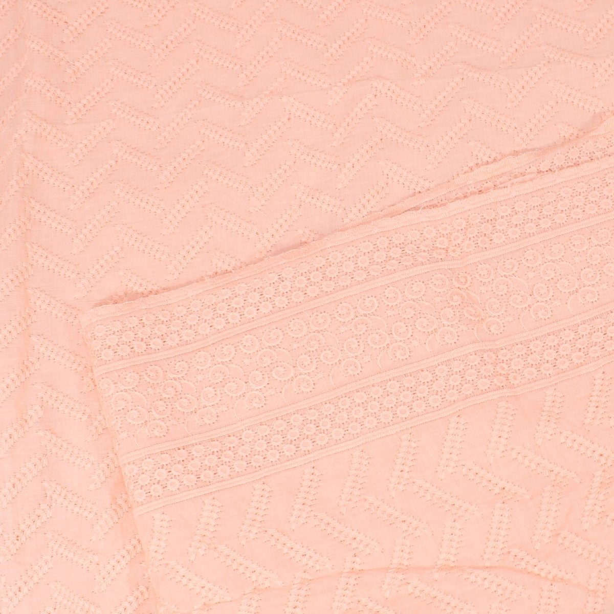 3 Metre Broderie Anglaise Floral Cotton - 45" Wide Peach - Pound A Metre