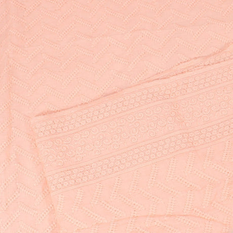 3 Metre Broderie Anglaise Floral Cotton - 45" Wide Peach - Pound A Metre