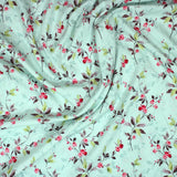 3 Metre Santorini Soft Crepe- 45" Wide (Mint Flower Patch) - Pound A Metre