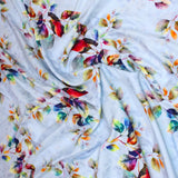 3 Metre Santorini Soft Crepe- 45" Wide (Powder Blue Leaves) - Pound A Metre