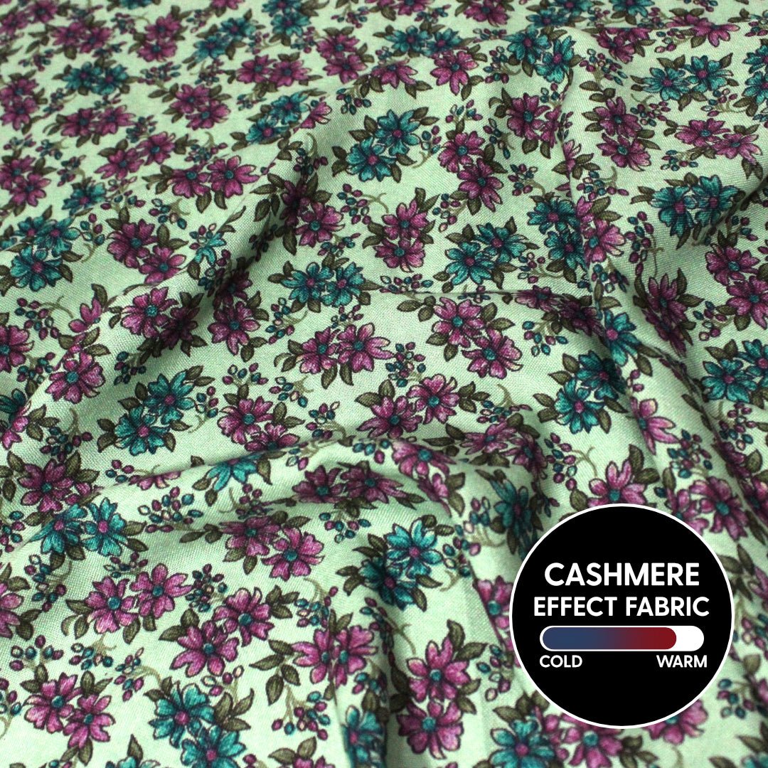 3 Metres Alpine Cashmere Effect Fabric- 45" Wide (Pastel Green Floral) - Pound A Metre