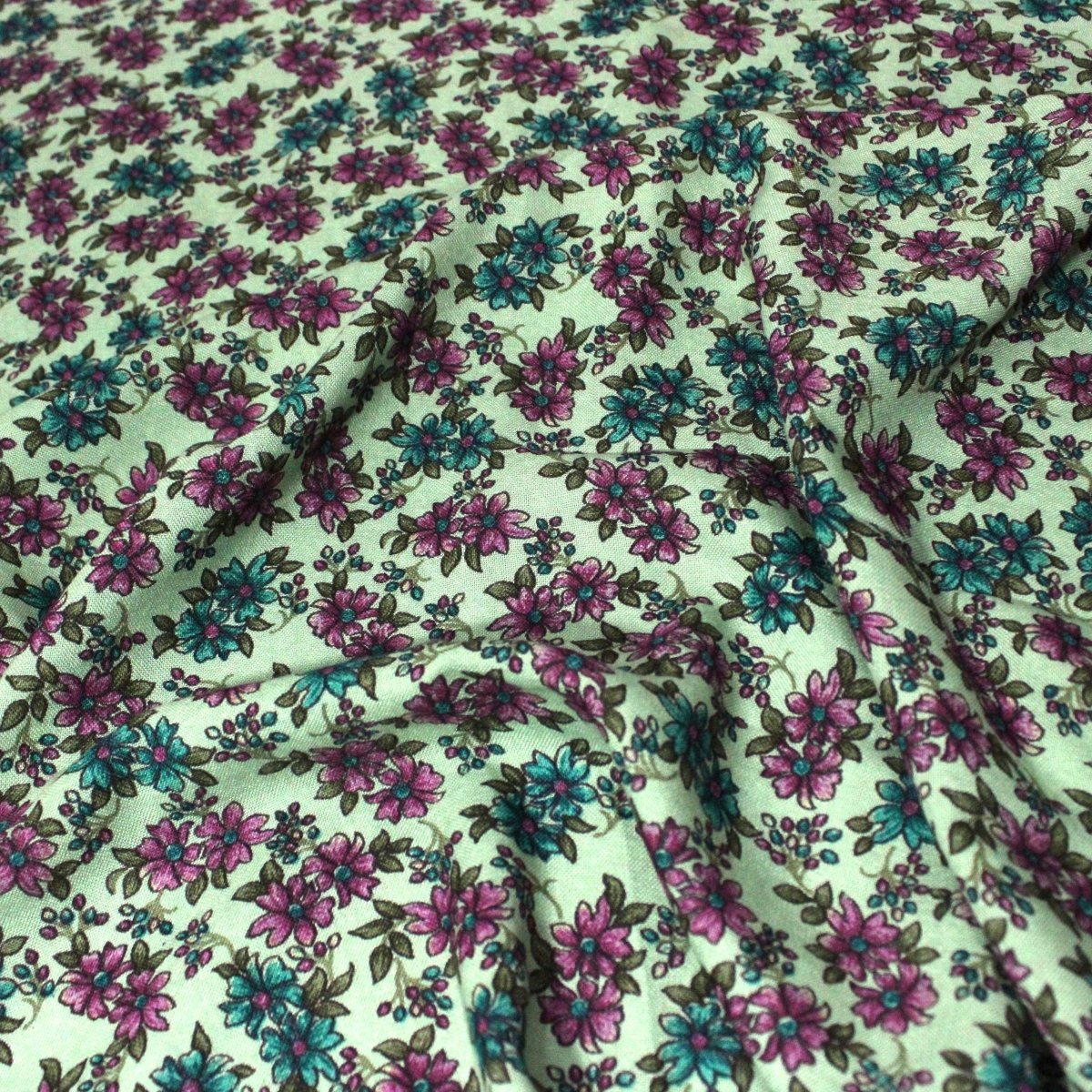 3 Metres Alpine Cashmere Effect Fabric- 45" Wide (Pastel Green Floral) - Pound A Metre