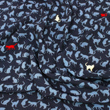 3 Metres Peach Skin Crepe- 55" Wide (Navy Cats) - Pound A Metre