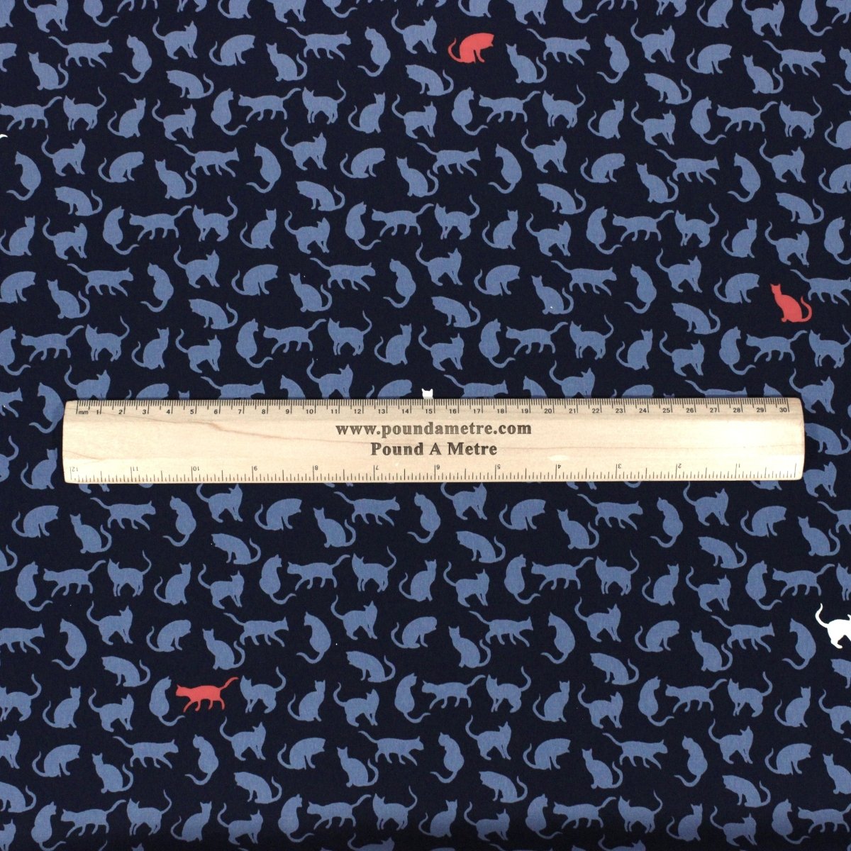 3 Metres Peach Skin Crepe- 55" Wide (Navy Cats) - Pound A Metre