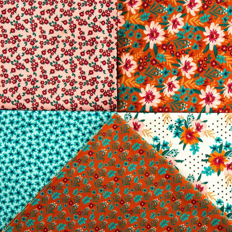 5 Piece 100% Cotton Fabric Bundle- 'Istanbul' (Fat Quarters or Half Metres) - Pound A Metre