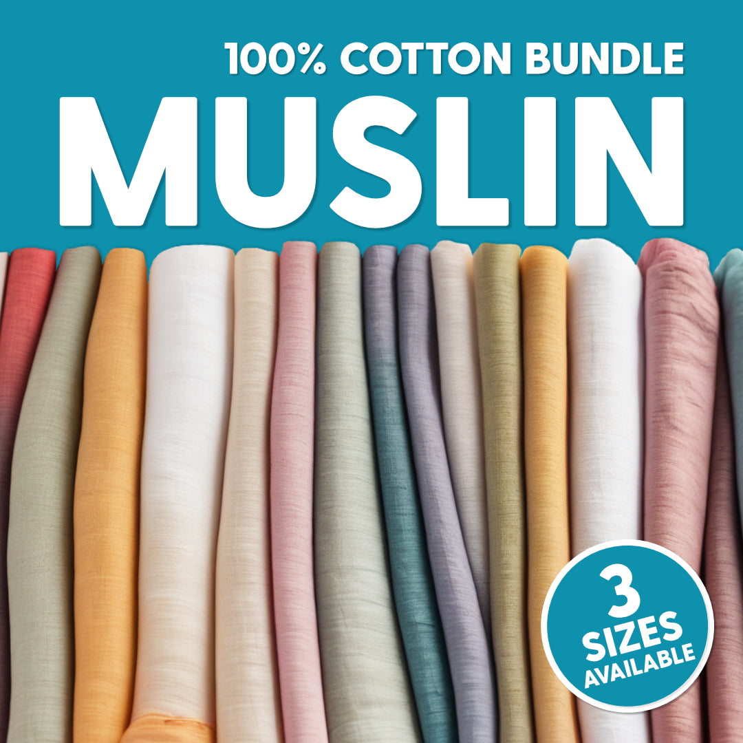 I Love Muslin Fabric Bundle- (Mixed Colours)