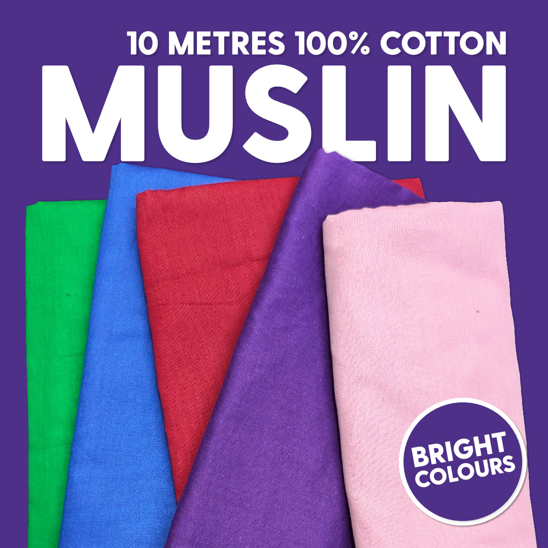 Muslin Fabric Bundle- 10 Metres (Bright Colours)