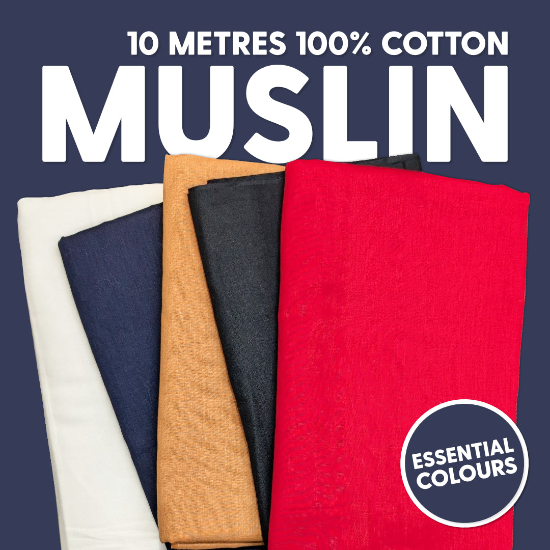 Muslin Fabric Bundle- 10 Metres (Essential Colours)