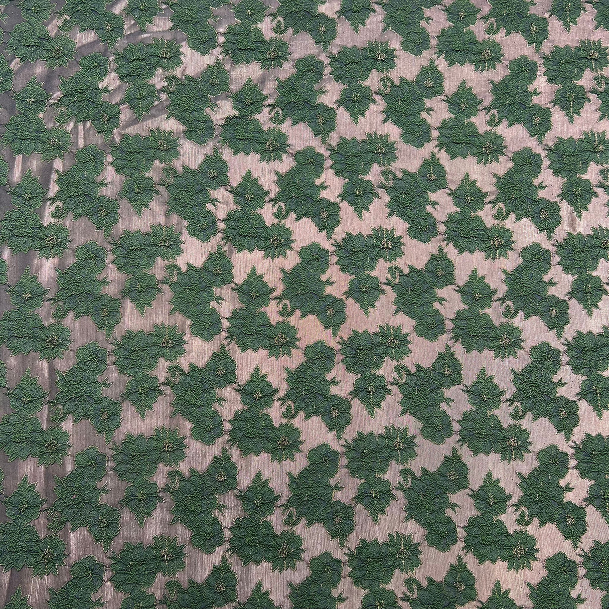 Per Metre Luxury Floral Brocade- 55” Wide (Green & Copper Floral)