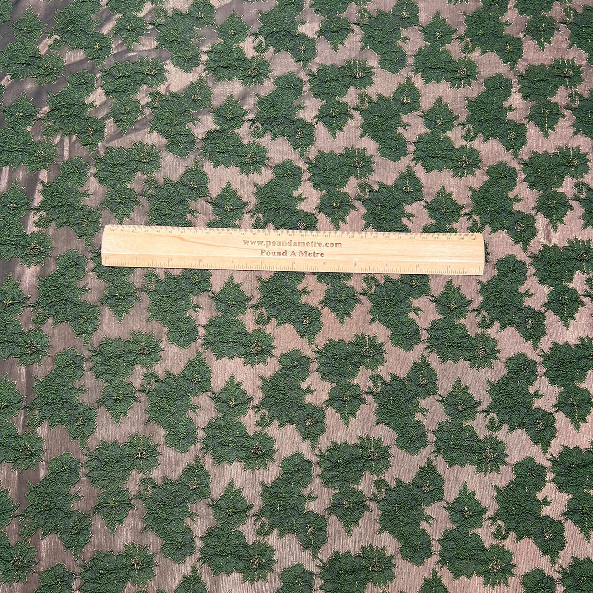 Per Metre Luxury Floral Brocade- 55” Wide (Green & Copper Floral)