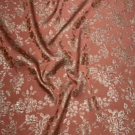 Per Metre Luxury Floral Brocade- 55” Wide (Terracotta Leaves)