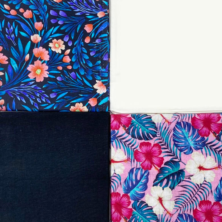 4 Piece Fat Quarter Bundle- 100% Cotton (Floral Fantasy)