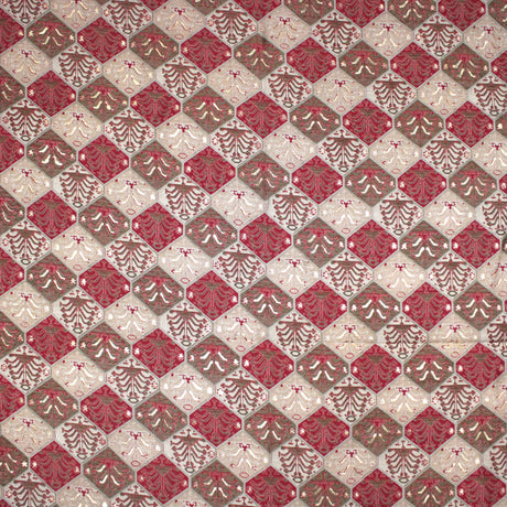 3 Metres Digital Print Roman Silk- 45" Wide (Red & Brown)