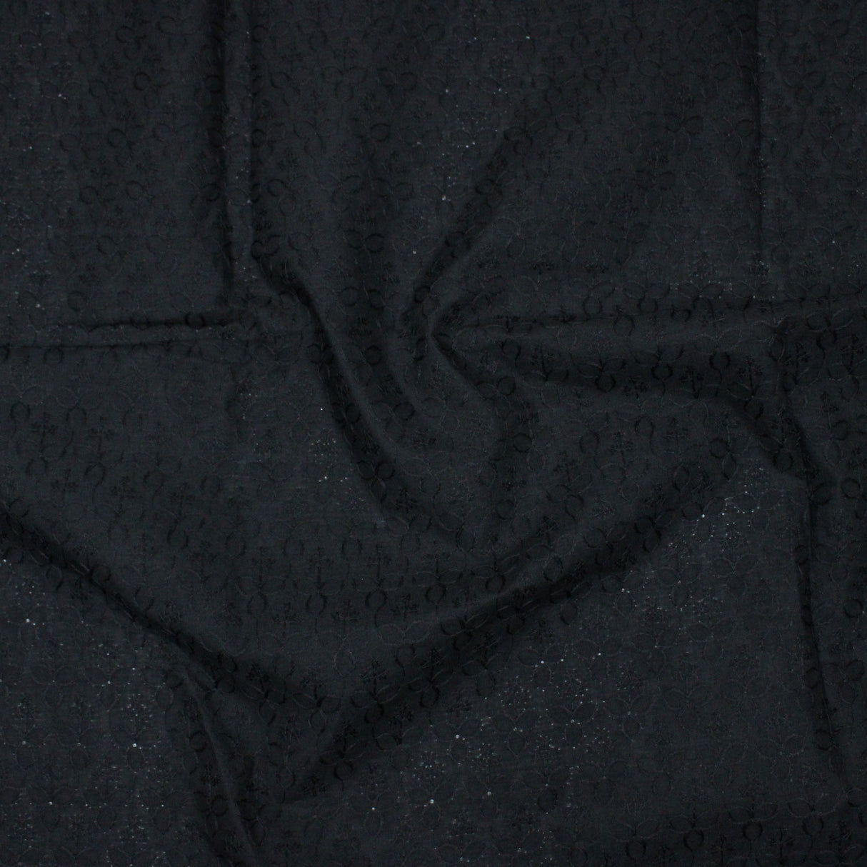 3 Metre Broderie Anglaise Floral Cotton - 45" Wide (BLACK)