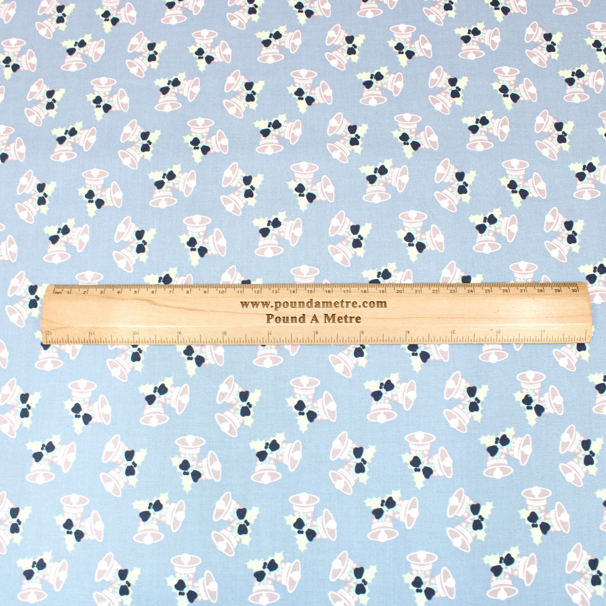 3 Metre Premium 100% Digital Quilting Cotton - Bells - 44" Wide Dusky Blue