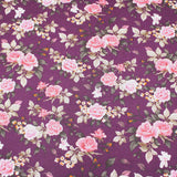 Per Metre Luxury Breathable Dressmaking Cotton Lawn - 60" (Purple Floral)