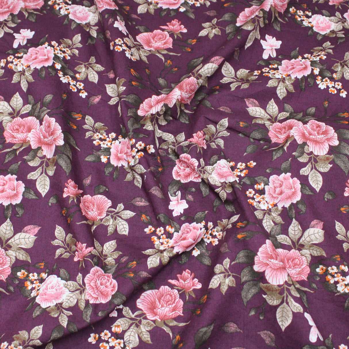 Per Metre Luxury Breathable Dressmaking Cotton Lawn - 60" (Purple Floral)