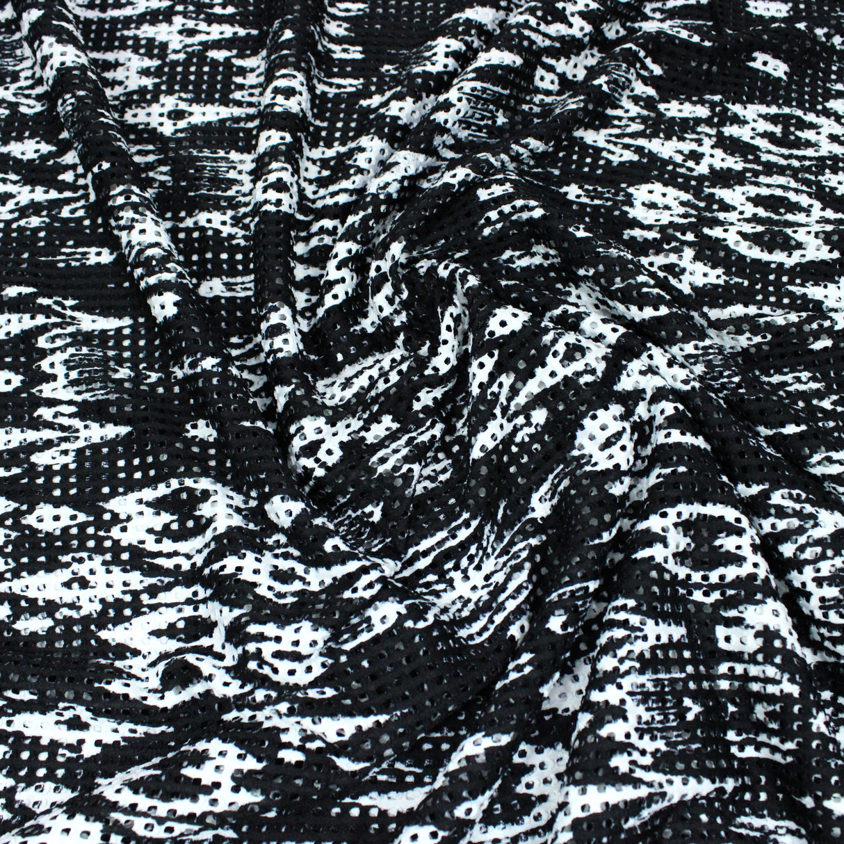 3 Metres Soft Perforated Jersey - 55" Wide Black & White
