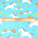 3 Metre Super Quality Smooth Organic Cotton - Unicorn - 45" Light Blue