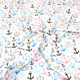 3 Metre Soft Printed Organic Cotton- 45" Wide (Anchors White)