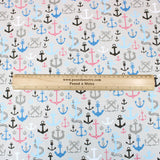 3 Metre Soft Printed Organic Cotton- 45" Wide (Anchors Grey)