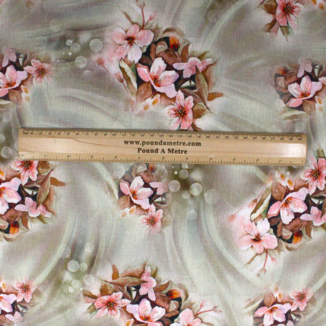 3 Metre Luxury Breathable Dressmaking Floral Cotton Lawn - 55" (Brown)