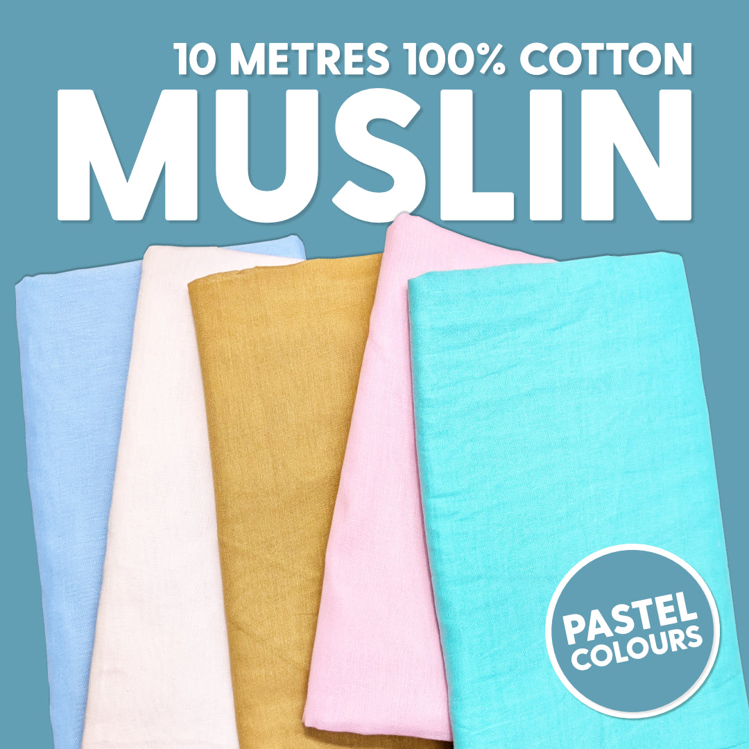 Muslin Fabric Bundle- 10 Metres (Pastel Colours)