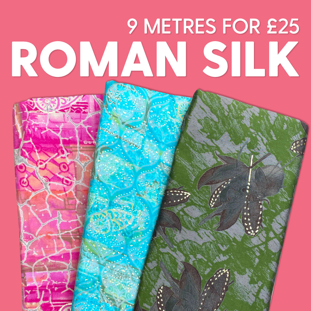 Printed Roman Silk Fabric Bundle- 45" Wide (9 Metres)