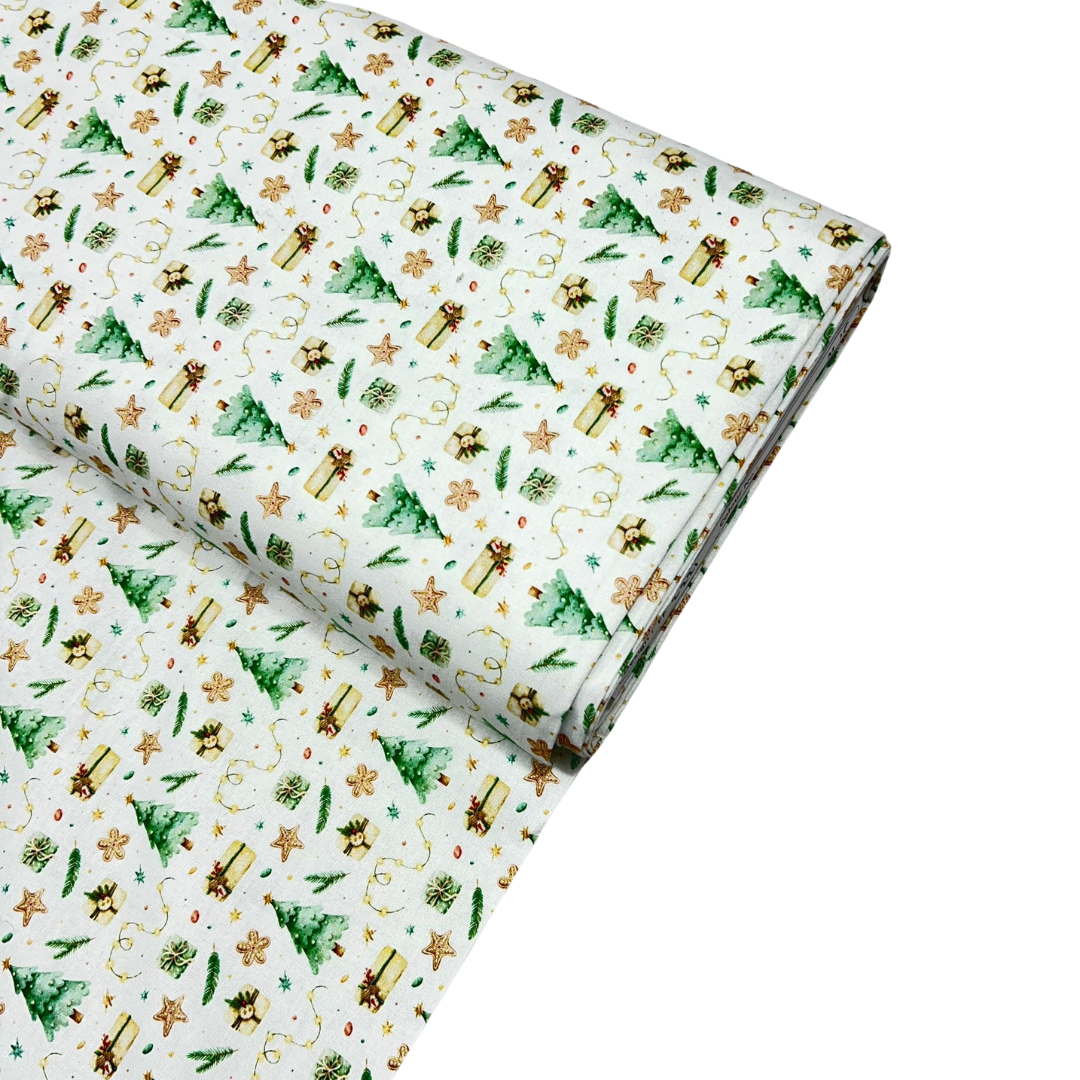 Per Metre Digitally Printed Christmas 100% Cotton- 45" Wide (Gift)