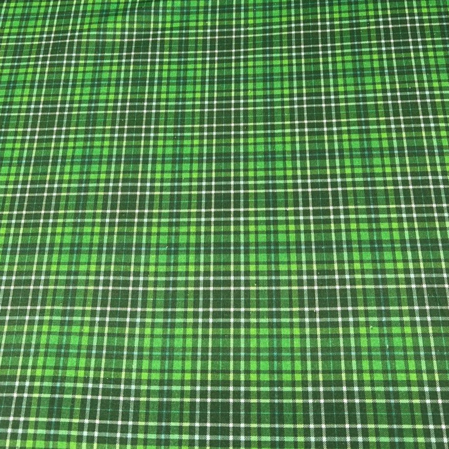 Per Metre Digitally Printed 100% Cotton- 45" Wide (Green checks)