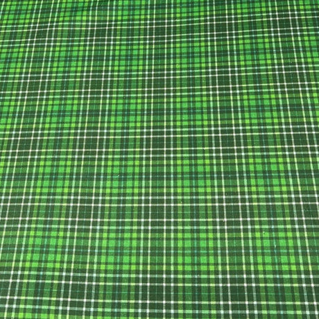 Per Metre Digitally Printed 100% Cotton- 45" Wide (Green checks)