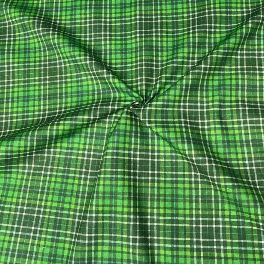 Per Metre Digitally Printed 100% Cotton- 45" Wide (Green checks)