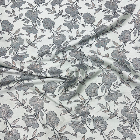 Per Metre Luxury Floral Brocade- 55” Wide (Silver Floral)