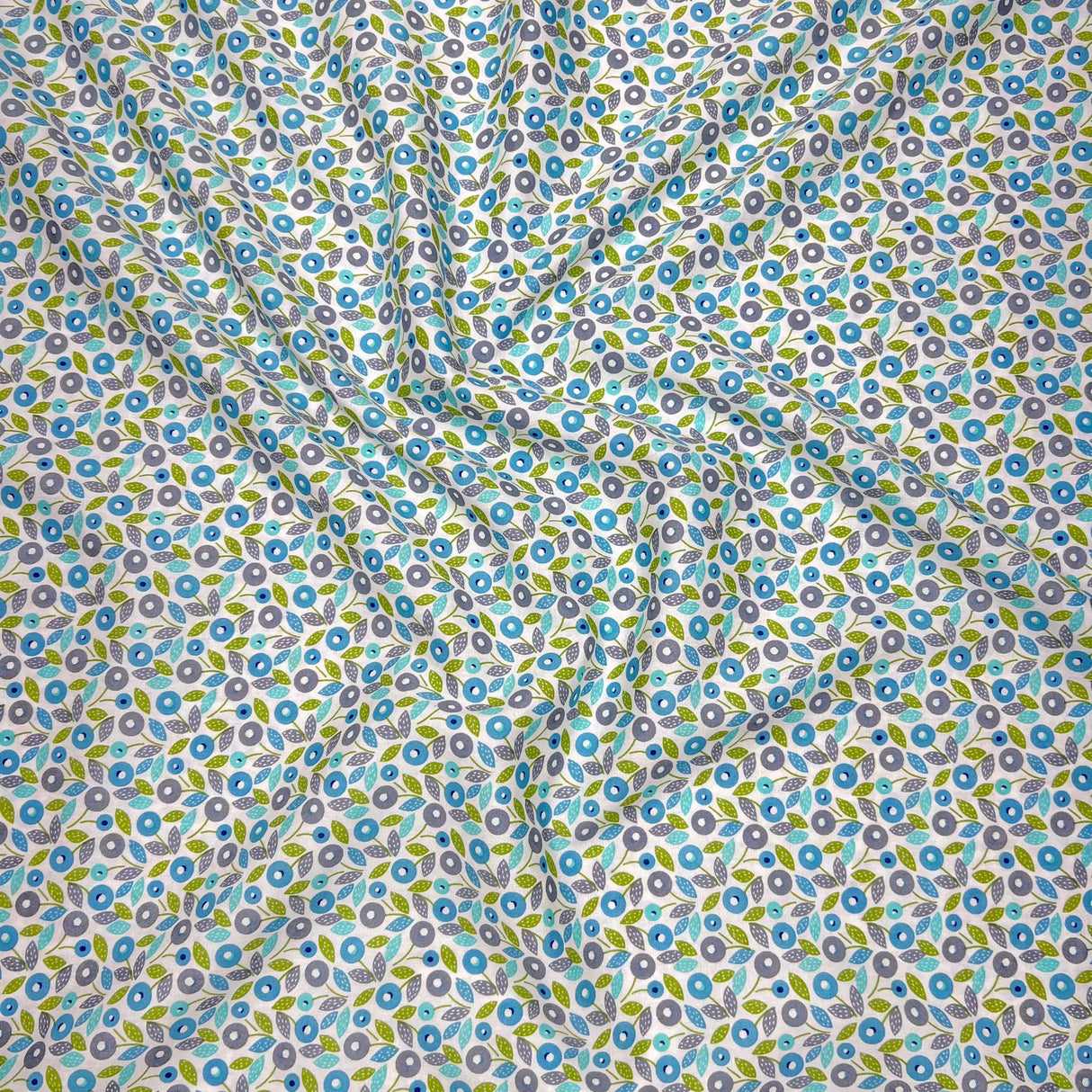 Per Metre Luxury Dressmaking 100% Cotton Lawn- 60" (Teal Floral)