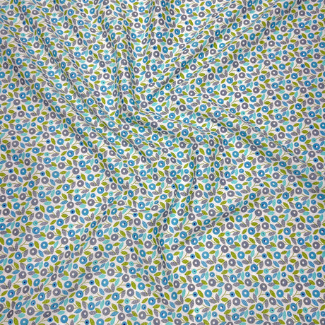 Per Metre Luxury Dressmaking 100% Cotton Lawn- 60" (Teal Floral)