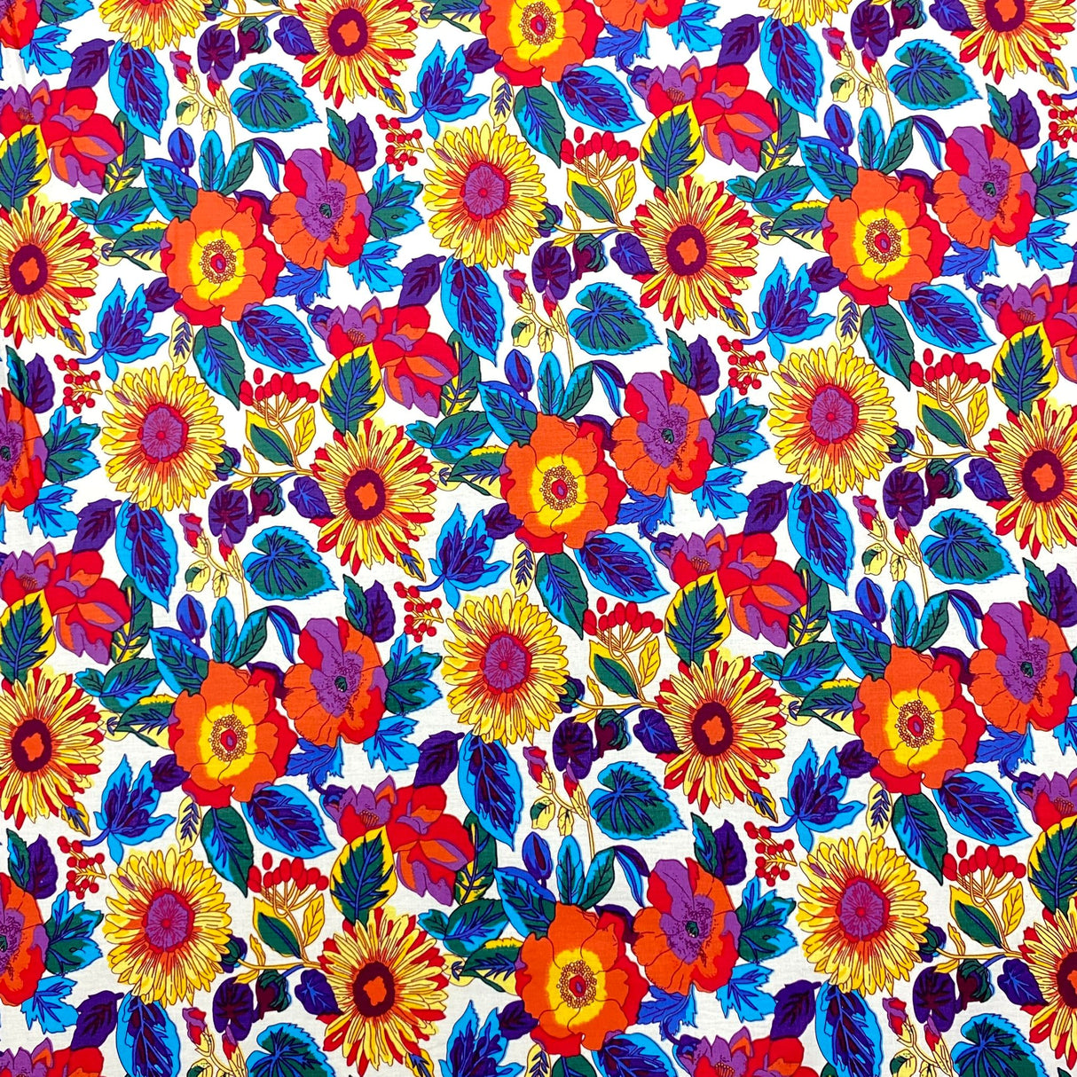 Per Metre Luxury Dressmaking 100% Cotton Lawn- 60" (Different Flowers)