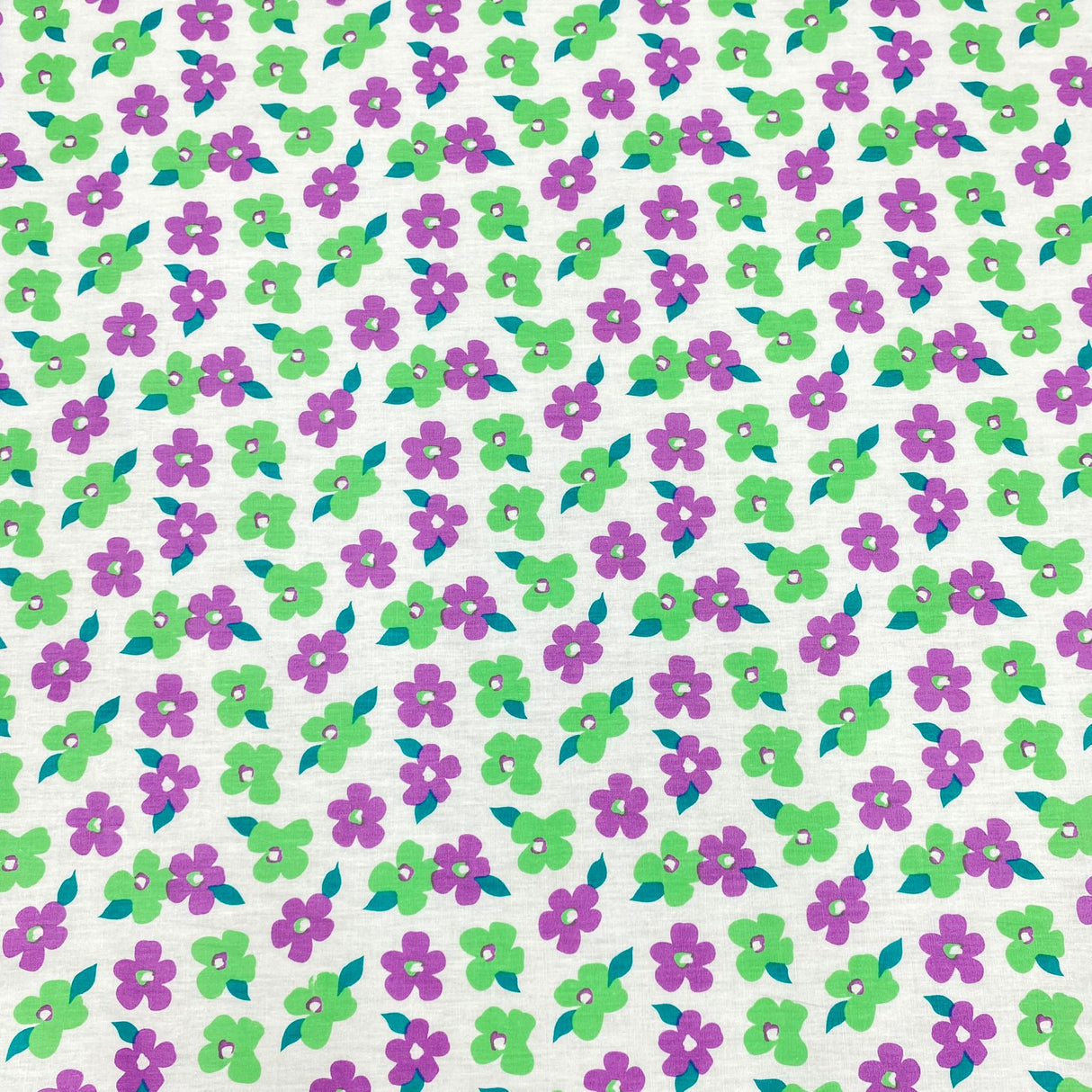 Per Metre Luxury Dressmaking 100% Cotton Lawn- 60" (Green & Purple)