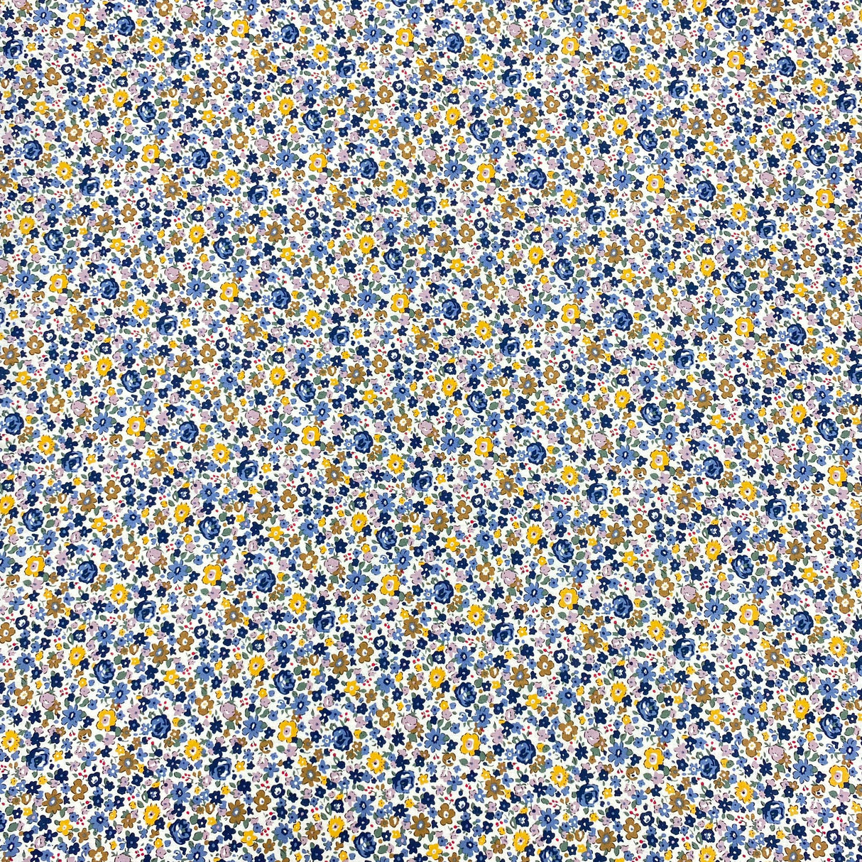 Per Metre Luxury Dressmaking 100% Cotton Lawn- 60" (Blue & Yellow)