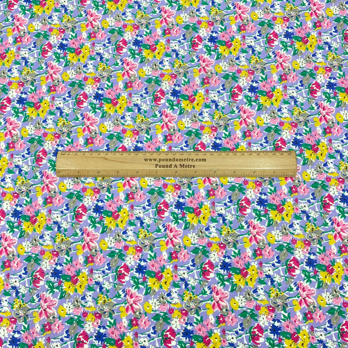 Per Metre Luxury Dressmaking 100% Cotton Lawn- 60" (Multicolour Flowers)