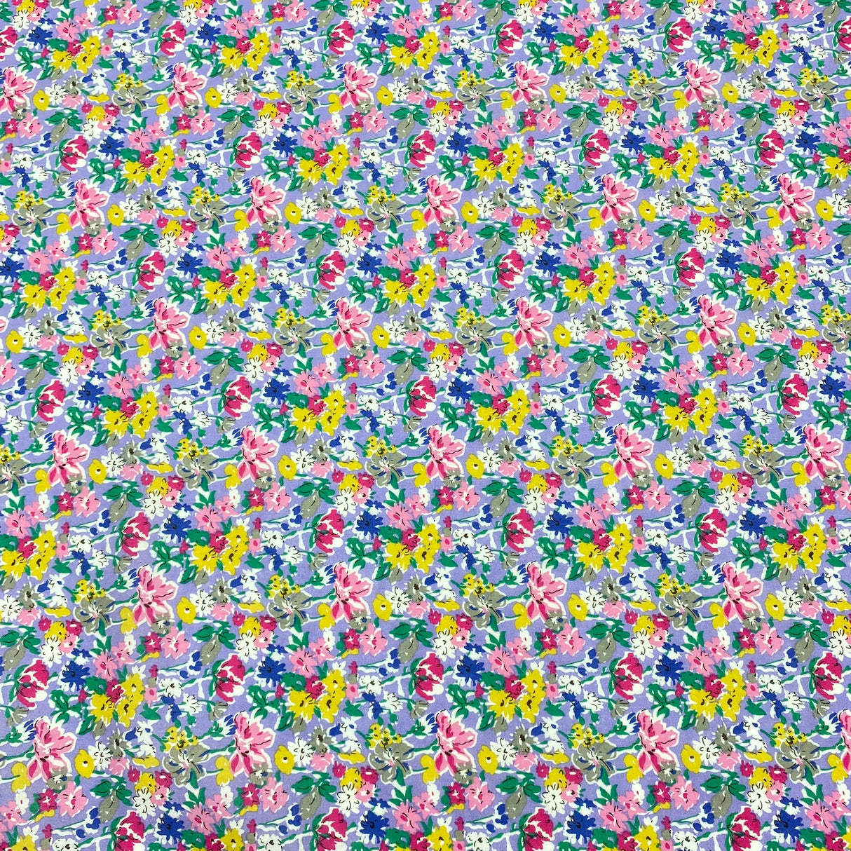 Per Metre Luxury Dressmaking 100% Cotton Lawn- 60" (Multicolour Flowers)