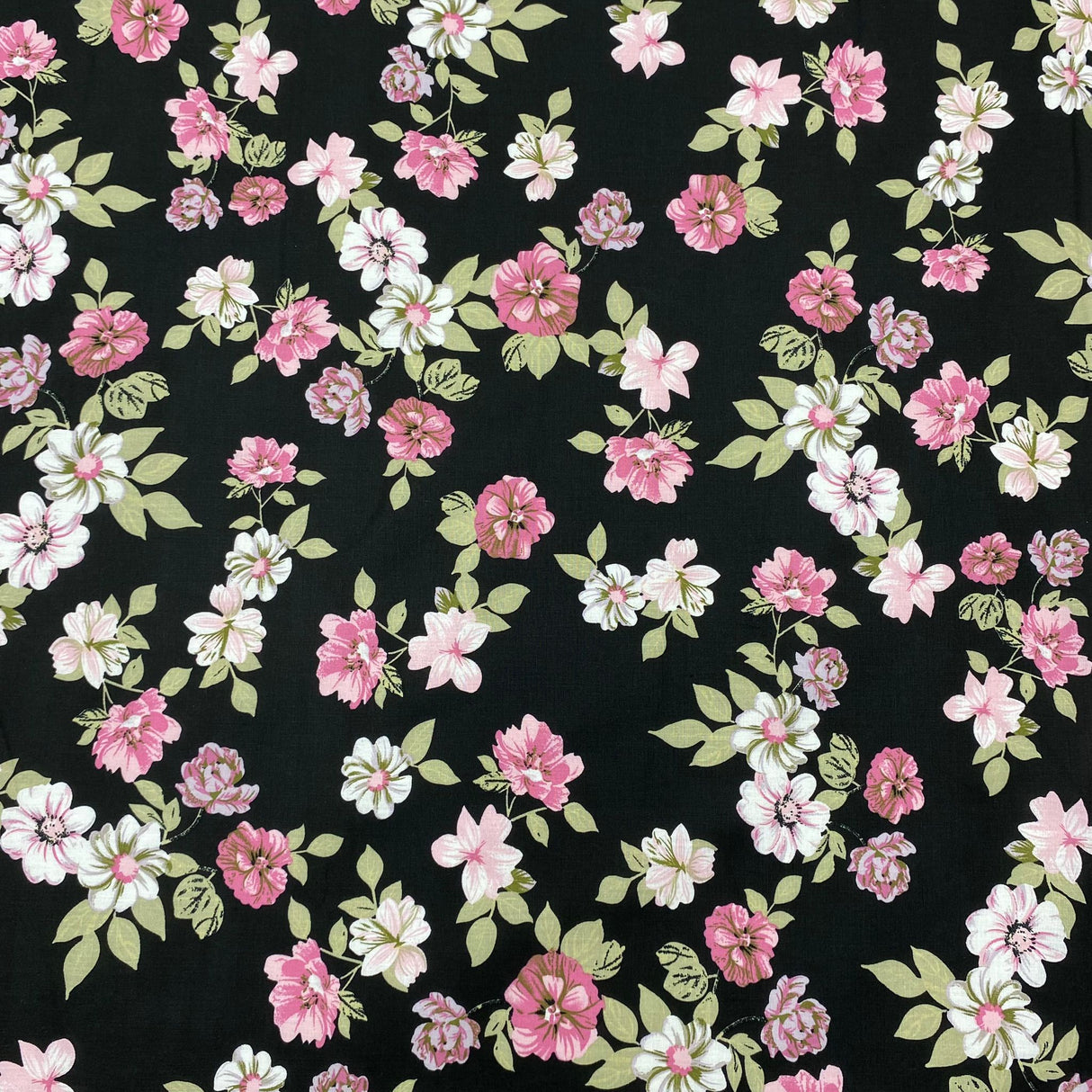 Per Metre Luxury Dressmaking 100% Cotton Lawn- 60" (Night Garden)