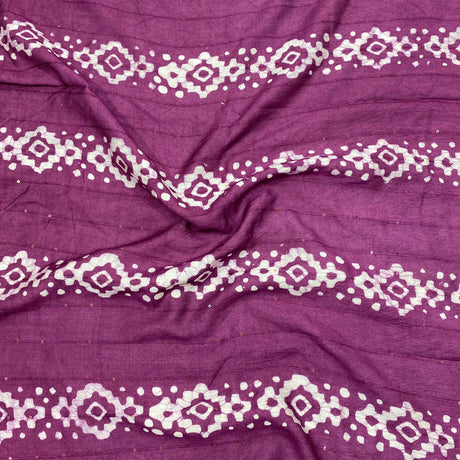 3 Metres Premium Sequin Batik On Roman Silk- 45" Wide- (Purple)